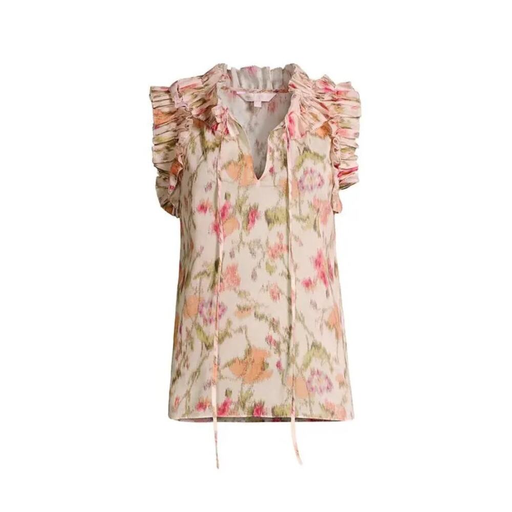 Rebecca Taylor Picot Floral ruffle blouse women's size‎ medium